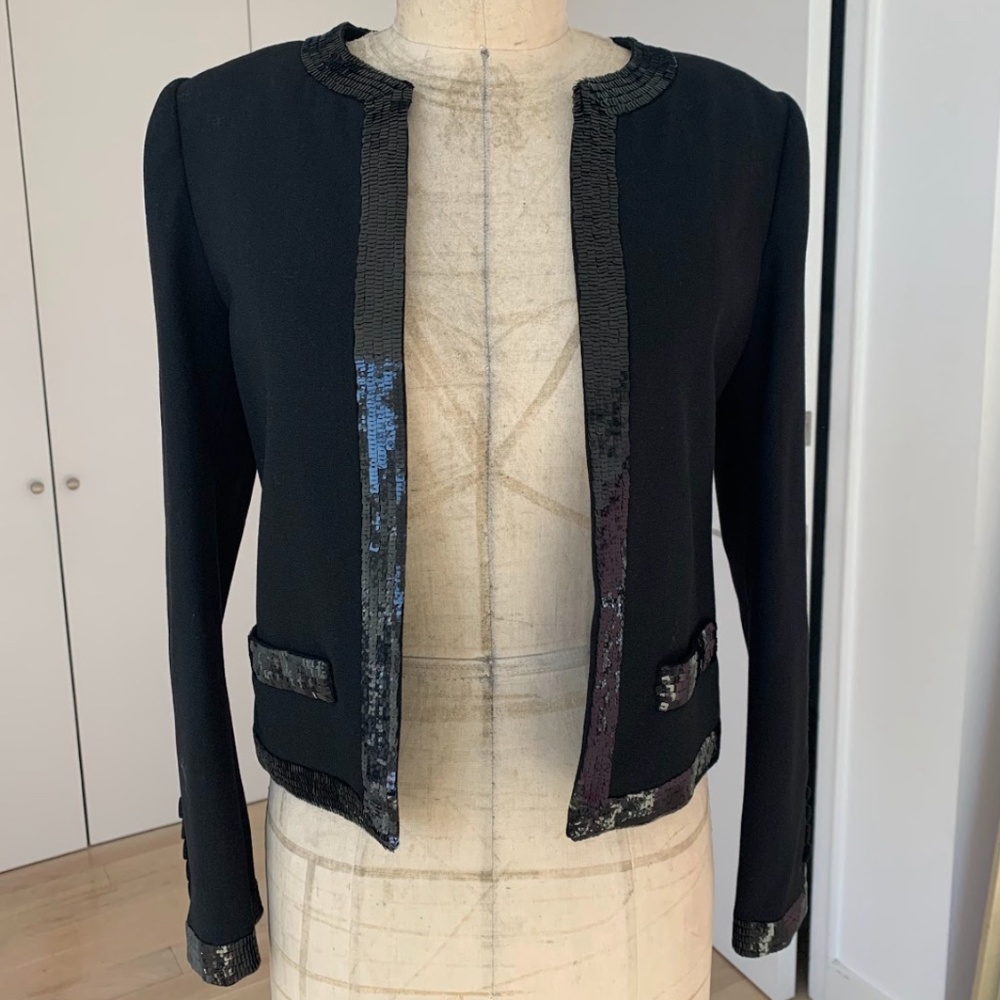 SAINT LAURENT black jacket with sequined details S/M